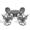 thumbnail image 2 of 5-Piece All-Weather Cast Aluminum Outdoor Dining Set with 4 Swivel Chairs & 35.43" Round Table, Black Frame - Durable Rust-Resistant Patio Furniture for Backyard, Garden, Deck, 2 of 9