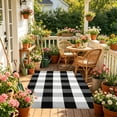 thumbnail image 5 of Orange and Black Plaid Rug, 32'' x 20'' Fall Outdoor Front Door Decor Mat, Cotton Washable Hand-Woven Rug for Layered Doormat, Autumn Halloween Thanksgiving Carpet for Porch, Entryway, 5 of 7