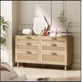 thumbnail image 2 of 51" Rattan Dresser with Drawers, 6 Drawer Dresser for Bedroom, Clothes Storage Cabinet for Bedroom, Metal Handle&Wood Legs for Hallway, Living Room, Bedroom,Natural, 2 of 12
