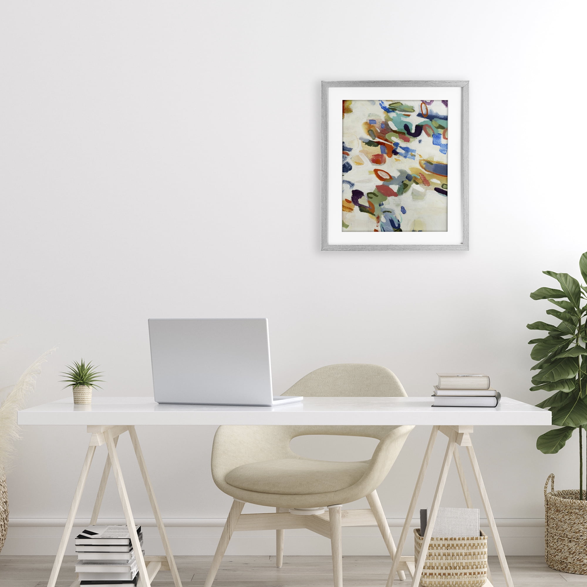 Stupell Industries Multihued Expressive Abstract Gray Framed Print Under Glass, design by Lisa Ridgers