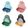 thumbnail image 4 of Matsuzay Caja de jabón de viaje impermeable con bonitos pingüinos, soporte para baño, portátil para ducha, hogar, accesorios de Juegos de accesorios de baño Azul, 4 of 6