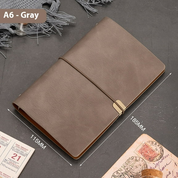 Leather Travelers Notebook Refillable Vintage Travel Journal, Handmade Leather Journal-Grey
