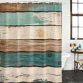 thumbnail image 3 of Farmhouse Teal Brown Waterproof Fabric Shower Curtain, Retro Ombre Wooden Waterproof Fabric Shower Curtain for Bathroom Curtains Bathtubs Hotel Washable Shower Curtains with 12 Hooks Small 36x78in, 3 of 8