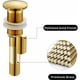 thumbnail image 4 of Desagüe y Accesorios para Lavabo y Fregadero, Tapón Emergente Retro Desagüe Fregadero Sin Rebosadero en Latón Bronceado Válvula Desagüe Fregadero Universal Sifón Lavabo, Dorado, 4 of 5