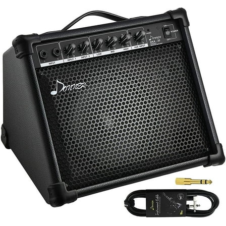 Donner DKA-20 Keyboard Amplifier 20 Watt AMP with Aux in and Two Channels, Bass Guitar Amp, Piano Amplifier, Electronic Drum Speaker Support for Microphone Input TV Computer