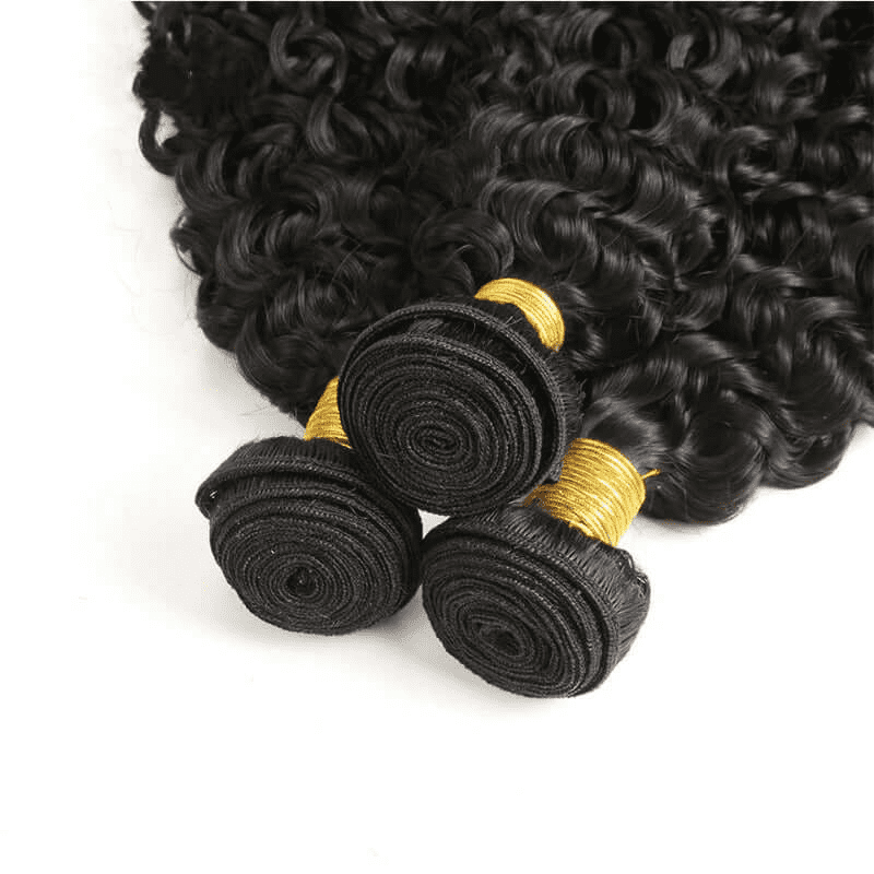USTAR 4x4 Lace Closure 22 Inch with 3 Bundles Brazilian Virgin Human Hair 24 26 28 Inch, Jerry Curly Natural Black for Black Women Deal