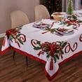 thumbnail image 1 of Kadut Christmas Ribbon Tablecloth (60 x 84 Inch) for 5 Foot Rectangle Tables, Heavy Duty Fabric, Stain Proof Xmas Ribbon Table Cloth for Harvest, Holiday, and Fall, & Christmas Dinner., 1 of 5