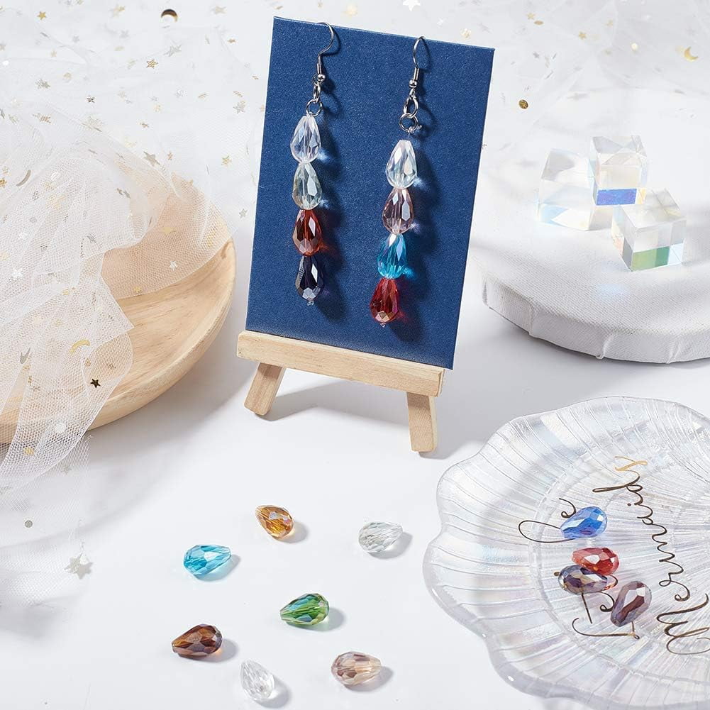 10strands 10 Strands Faceted Drop Glass Beads Strands Mixed Color 15x10mm Hole: 1mm; About 28pcs/Strand 16"