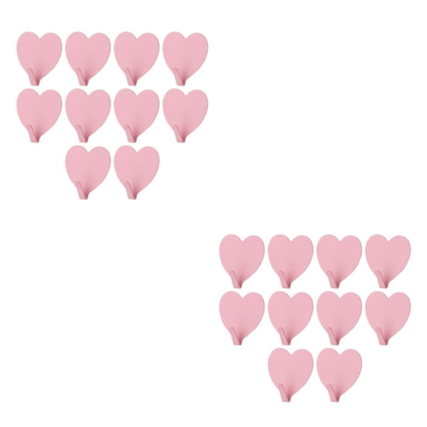 Cateissary Ganchos de pared multiusos de 10 piezas: adecuados para todos los entornos Fácil de instalar Gancho lindo en forma de corazón rosa rosa 2Conjunto