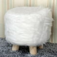thumbnail image 2 of AMERTEER Housse de Tabouret Rond Rembourrée Pouf Fourrure Fournitures Maison Gris, 2 of 4