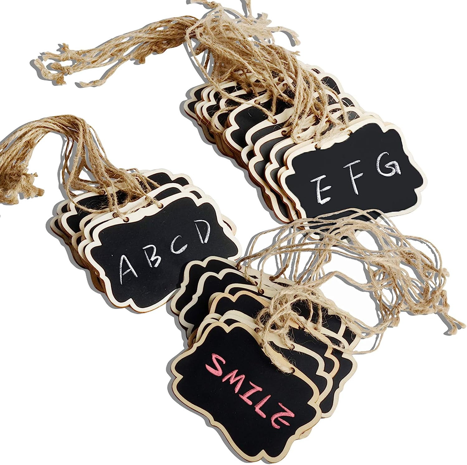 40 PackKids Chalkboard Tags With Hanging String Double Sided Chalkboard