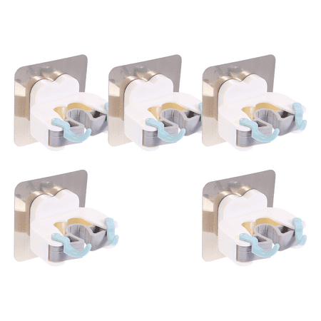 

1 Set 5Pcs No Drilling Mop Holders Multi-function Self-adhesive Mop Hooks