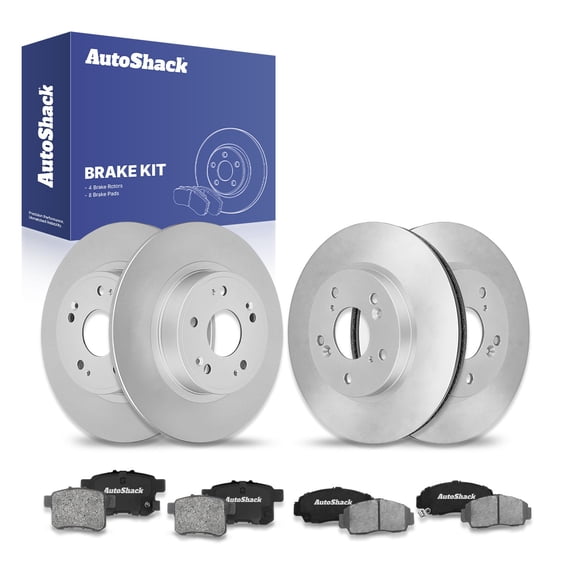 AutoShack Front Vented & Rear Solid Brake Rotors   Ceramic Pads 12-PC Brake Kit Replacement for 2008-2009 Honda Accord 2009-2010 Acura TSX