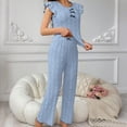 thumbnail image 6 of vdgthytj Womens Pajamas Sets Casual Bow Ruffle Sleeveless Top and Pants 2 Piece Outfits Sleepwear Pjs, 6 of 7
