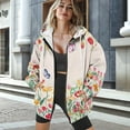 thumbnail image 3 of COEQINE Women's Long Sleeve Hoodie Oversized Lightweight Sweatshirts Colorful Tulips Pattern Full Zip Up Outfits Jacket Fashion Fall Casual Wear Fall Winter Clothes with Pockets, XS, 3 of 7