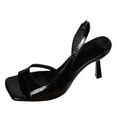 thumbnail image 2 of Yusimy Women's Fashionable Casual Square Toe Open Toe High Heel Sandals - Sexy Patent Leather Summer Autumn Slingback Slides with Adjustable Buckle for Daily Wear, 2 of 9