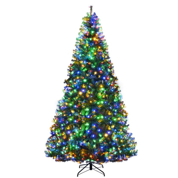 Árbol de Navidad Goplus de 9 pies preiluminado con 1000 luces LED y soporte