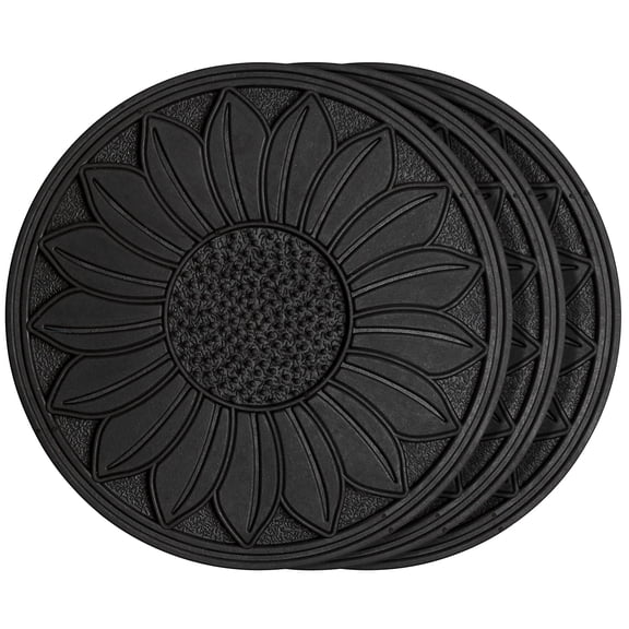 HF by LT Rubber Sunflower Garden Stepping Stone, 11-3/4 inches, Black, Set of 3