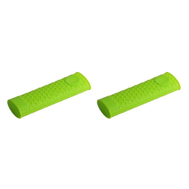 Moyic Soporte para mango de olla resistente al calor, utensilios de cocina, cubierta para asas, funda de silicona antiescaldado, utensilio de Verde 2piezas