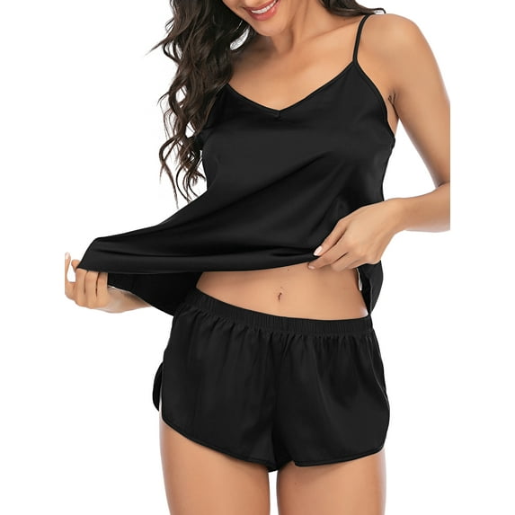 YouLoveIt Women Silk Sleepwear V Neck Pyjamas Set Women Sleepwear Top + Short Nightwear Plus Size Nightgown Lingerie Set