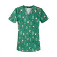 thumbnail image 2 of Ropa elástica para enfermeras, clínica dental, cuello en V, ropa quirúrgica, ropa de trabajo para hospitales, mascotas, Navidad, camiseta de manga corta para mujer, 2 of 4