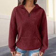 thumbnail image 4 of Bovemsi Womens Sweatshirts Women'S Autumn And Winter Solid Color Long Sleeved Lapel Half Zip Pocket Fall Fashion Outfits 2025 Clothes, 4 of 8