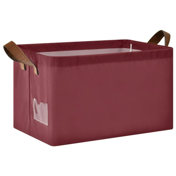 Ryvnso Dark Red Storage Bins Large Basket Foldable Cube Toys Organizer with Handles 1 PC