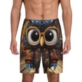 thumbnail image 1 of Balery Quirky Owl With Glasses Pantalones cortos de pijama de punto de algodón para hombre con cinturilla y bolsillos-X-Large, 1 of 6