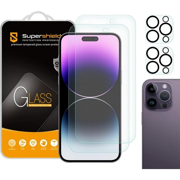 (2 Pack) Supershieldz Anti Glare (Matte) Tempered Glass Screen Protector Designed for iPhone 14 Pro Max (6.7 inch)   Camera Lens, Anti Fingerprint, Anti Scratch, Bubble Free