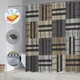 thumbnail image 6 of Brown Grey Retro Patchwork Shower Curtain Black Rustic Farmhouse Bath Curtain Country Tan Plaid Polyester Fabric Bathroom Decor Curtain Sets 72x72 Inch, 6 of 6