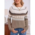 thumbnail image 2 of Women'S Casual Vintage Sweater Raglan Sleeve Crew Neck Knit Pullover Comfortable Warm Autumn Top Khaki XL, 2 of 8