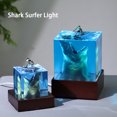thumbnail image 3 of [5 Cm Shark Surfer [Incluye Portalámparas]] Exterior Ocean Shark Surfer Micro Paisaje Nocturna Adorno Hecho A Mano Cristal Resina Epoxi Artesanía Tendencia (A), 3 of 9