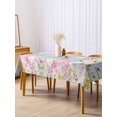 thumbnail image 3 of Light Blue Easter Rectangle Tablecloth, Spring Easter Bunny Eggs Floral Wooden Waterproof & StainResistant Tablecloth, Washable Oil-proof Table Cover for Dining/Party/Wedding/Camping/Buffet 54x108 In, 3 of 9
