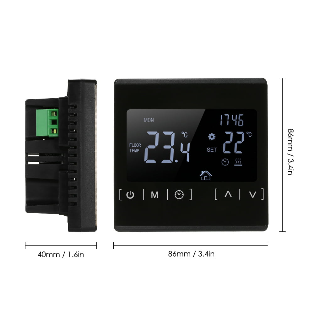 LCD Touch Screen Thermostat Electric Floor Heating System Water Heat Controller 