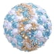 thumbnail image 1 of Nvzi Ramo de novia de rosas de satén hecho a mano, redondo, para boda, ramo de flores artificiales, color azul claro, 1 of 5