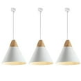 thumbnail image 1 of FSLiving H-Style Track Mount Pendant Fixture Scandinavian Style Pendant Lights for Kitchen Hanging Lamp Modern Wood and Aluminium Light Customizable,White - 3 Lights, 1 of 6