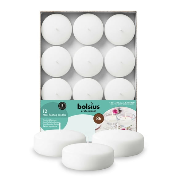White Floating Candles 3 Inch Unscented 12 Pack for Wedding, Dinner, Home/Party Decor | 8 Hours Long Burning Dripless & Smokeless Candles