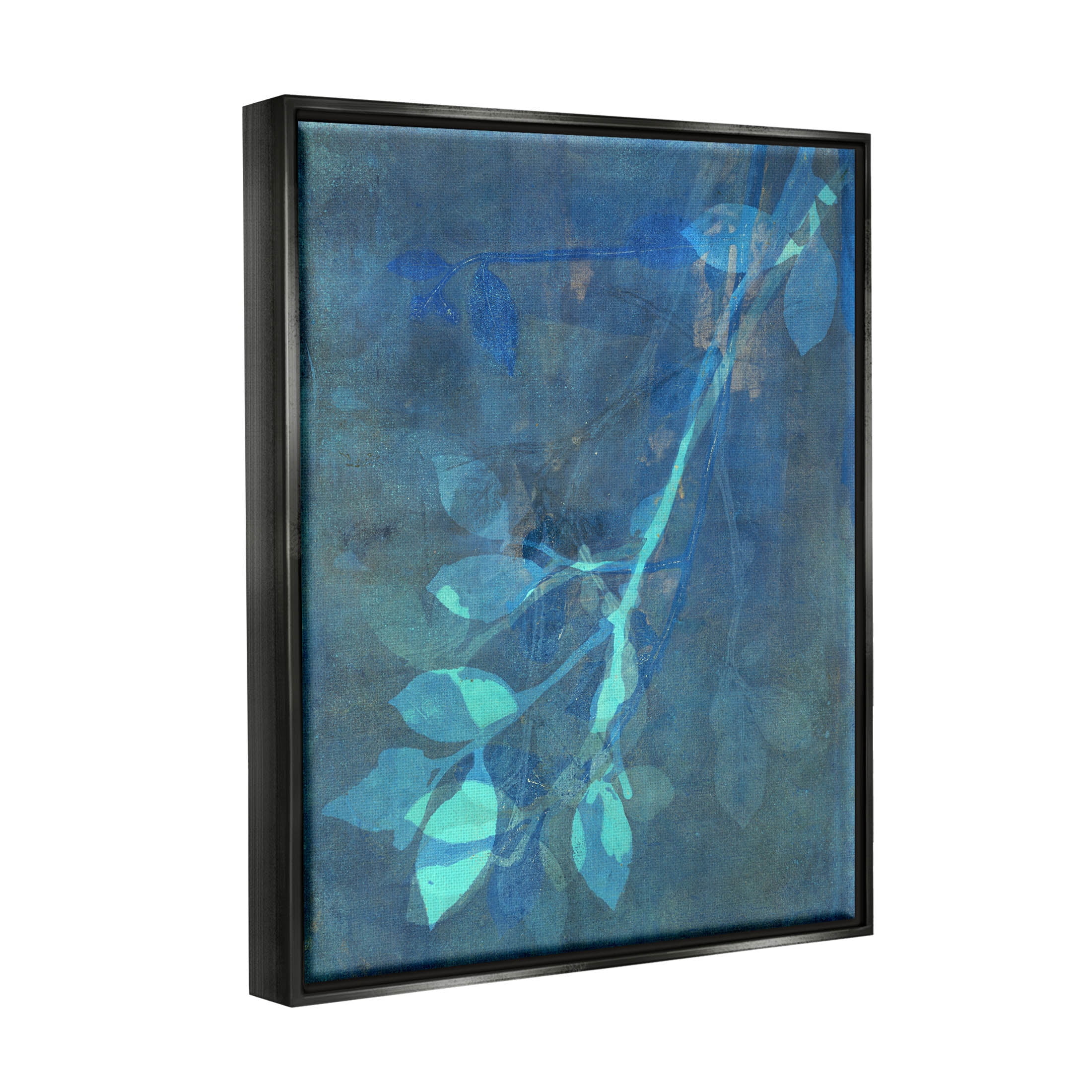 Layered Abstract Botanical Leaves Botanical & Floral Graphic Art Jet Black Framed Art Print Wall Art