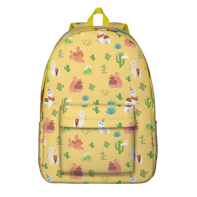 Llama Face Backpack – Cute Cartoon Alpaca Pattern Bookbag with Funny Kawaii Design for School and Travel