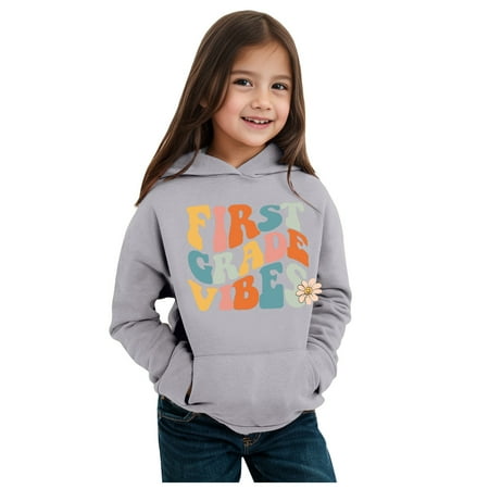 

Kids Boys Girls Autumn WInter School Season Kindergarten Letter Printed Long Sleeve Hoodie Warm and Comfortable Tops Children s Clothing Toddler Pullover Girl Girls Jacket Young Girls Clothes Zip