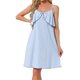 thumbnail image 1 of INSPIRE CHIC Camisón de Mujer con Tirantes Espagueti Lencería Vestido de Noche Deslizamiento Completo Ruffle Cami Slip Chemise Ropa de Dormir Suave XL Azul, 1 of 1