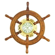 Wood Shipswheel Clock Unique Country Home Decor