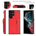 thumbnail image 2 of for Samsung Galaxy S21 Ultra Wallet Case with Card Holder, Crossbody Lanyard Wrist Strap PU Leather Case with Magnetic Clasp Kickstand, Zipper Coin Pocket Back Flip Folio Cover for Women,Red, 2 of 11