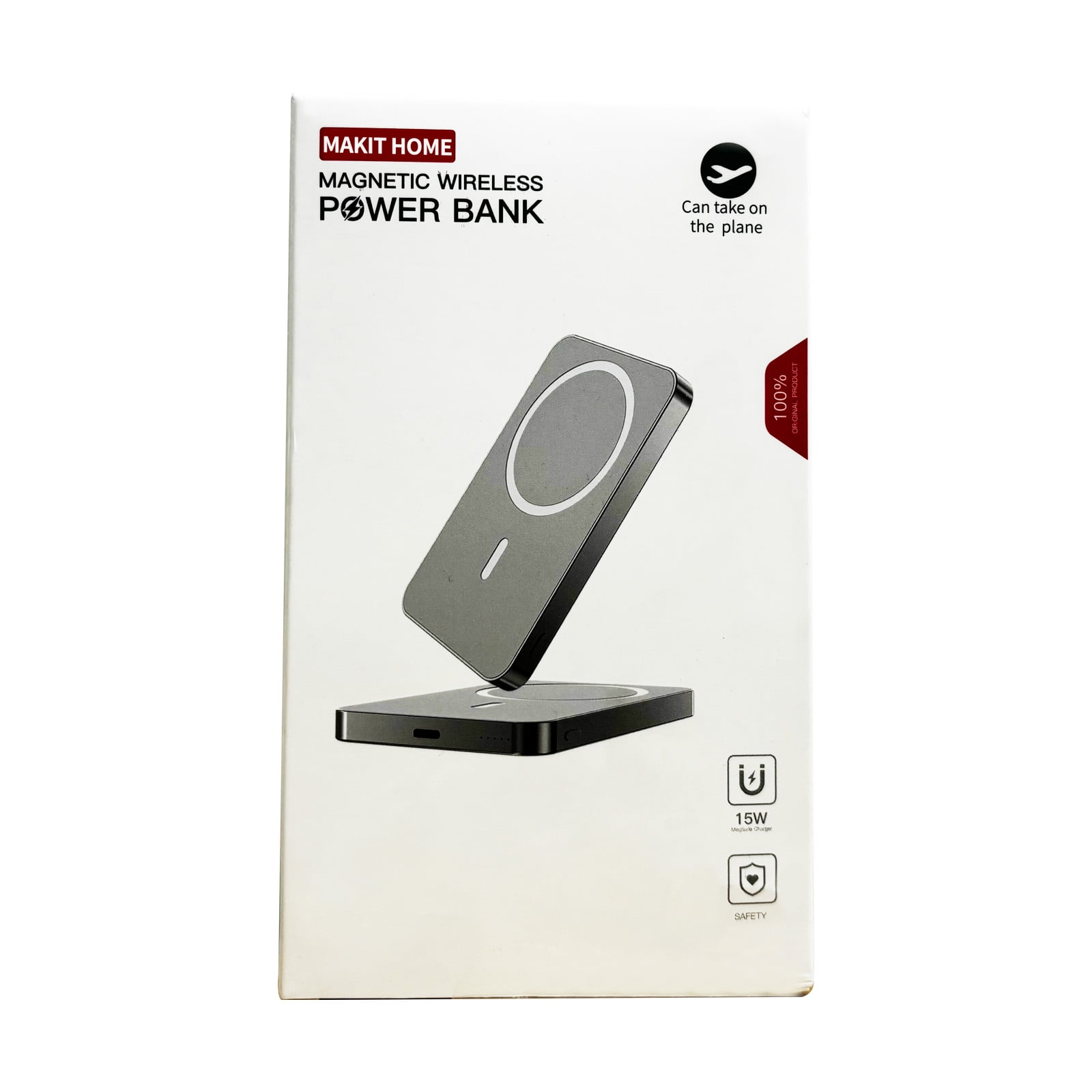 MAKIT HOME Magnetic Power Bank, 10000mAh Wireless Portable Charger with Tape Digital Display, 20W Fast Charging Battery Pack, Compatible with MagSafe Charger, Black