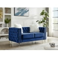 thumbnail image 2 of Gewnee Blue 2-Seater Velvet Accent Chair - Solid Eucalyptus Frame, Acrylic Crystal Legs, Removable Cushions & Pillows for Living Room/Bedroom, 2 of 12