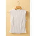 thumbnail image 6 of Women's White Wavy Textured Round Neck Sleeveless Tank Top for Casual Summer Wear - [ZhiHiMeRi] | (US 12-14)L, 6 of 12