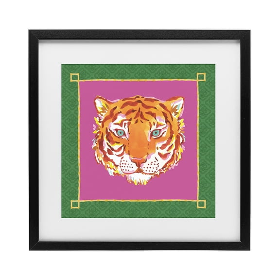 Stupell Industries Eclectic Bordered Exotic Tiger Portrait Black Framed Print Under Glass, 13 x 13, by Karolina Sato