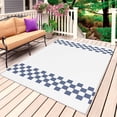 thumbnail image 4 of Outdoor Rug 3x5 ft Blue Check Plaid Outdoor Large Area Rug Non Slip Rubber Buffalo Farmhouse Style Pattern Front Door Mat RV Rug Carpet Patio Outdoor Rugs for Backyard Balcony Deck Porch Indoor, 4 of 9