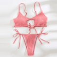 thumbnail image 4 of Ersazi Womens Bathing Suits Color Hollow Straps Split Bikini Swimsuit In Clearance Pink L, 4 of 9