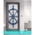 thumbnail image 5 of Window Privacy Film Navy Blue Coastal Stained Glass Window Film Decorative Sun Block Window Cover Vintage Nautical Summer Rudder Window Clings Static Adhesive Sticker for Bathroom 29.5"x78.7", 5 of 6
